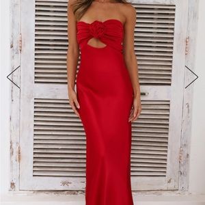 Hello Molly Red Satin "Trend Lover" Maxi Dress Worn for a few hours &dry cleaned